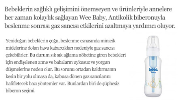 Wee Baby Antikolik biberonuyla bebekler mutlu anneler mutlu